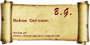 Bokse Gerzson névjegykártya
